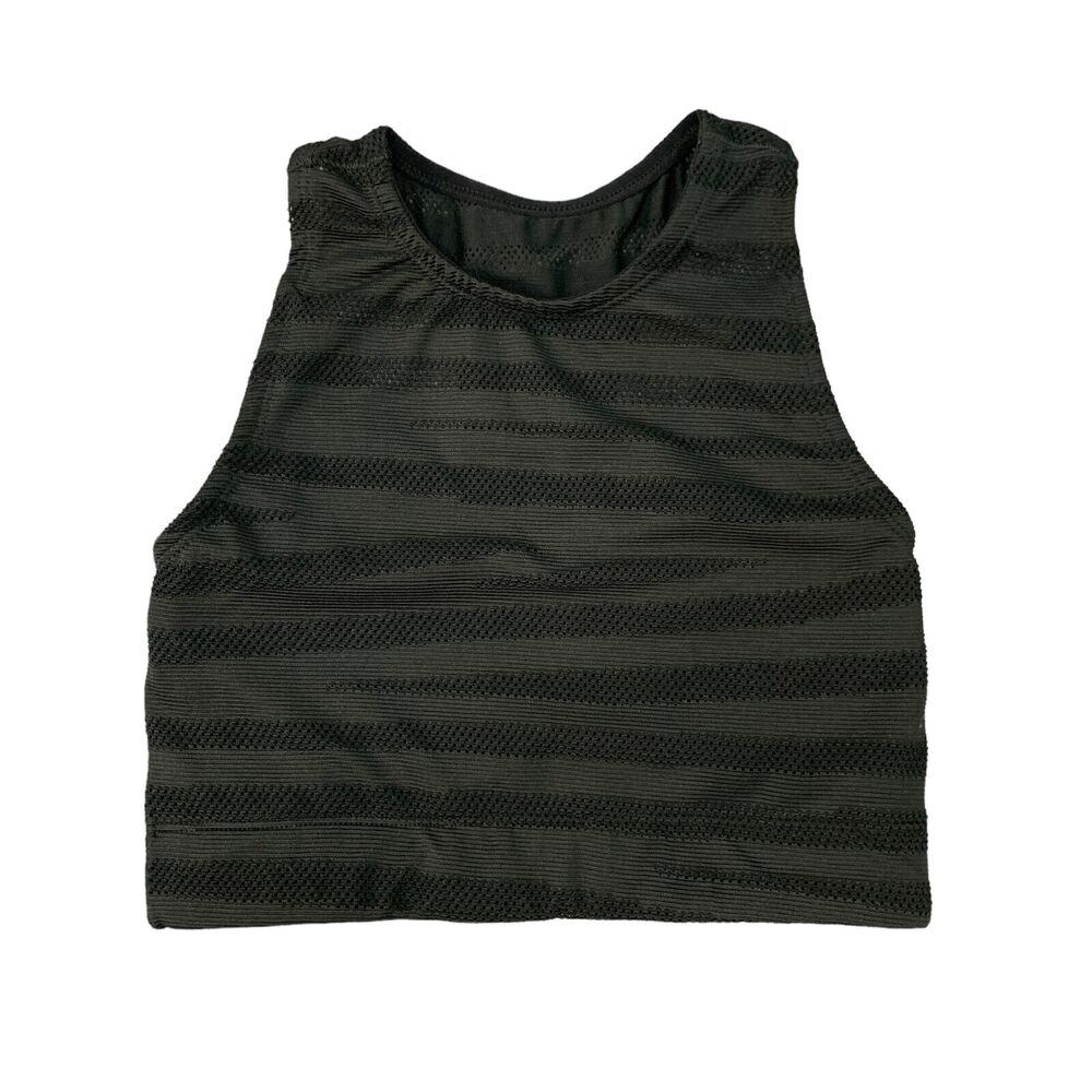 Adam Selman Racer Crop Top Womens XS Extra Small Black Tiger Perforated Panel